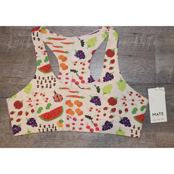 Mate the Label Other - Mate the Label Women's Organic Stretch Sports Bra WHITE FRUIT  XL LISA SAYS GAH